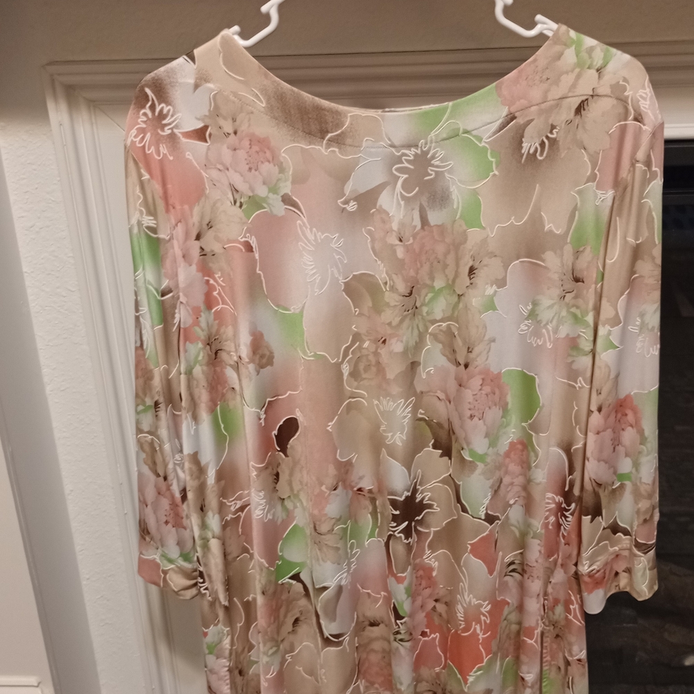 Floral Pastel Blouse in Beige, Pink & Green ( Bundle 3 For 15)